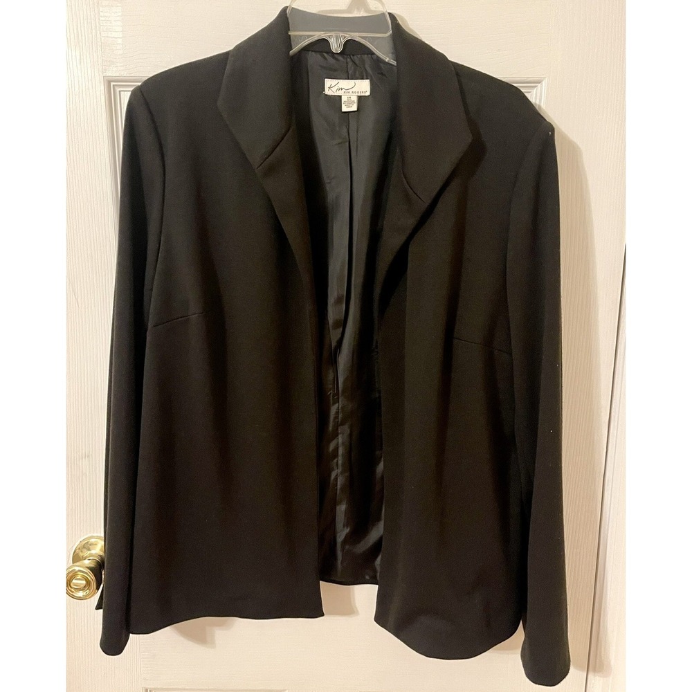 Kim Rogers Jacket 14 Blazer Black Open Front Career Work Casual